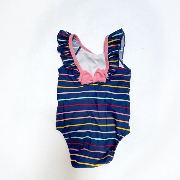 Hanna Andersson Girls 60 Swimsuit Lot – Floral & Stripe One Piece Set - Picture 3 of 9